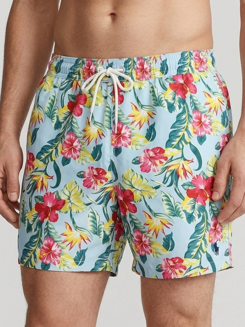Polo Ralph Lauren Floral Hibiscus Swim Shorts Blue Pink Size S
